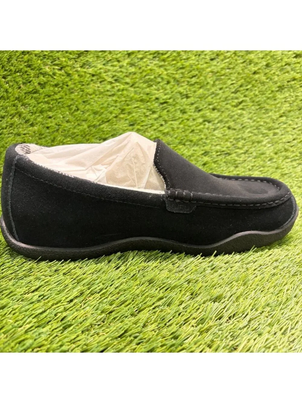Kuru Loft Mens Size 9 Triple Black Casual Walking Suede Moccasin Slippers Shoes